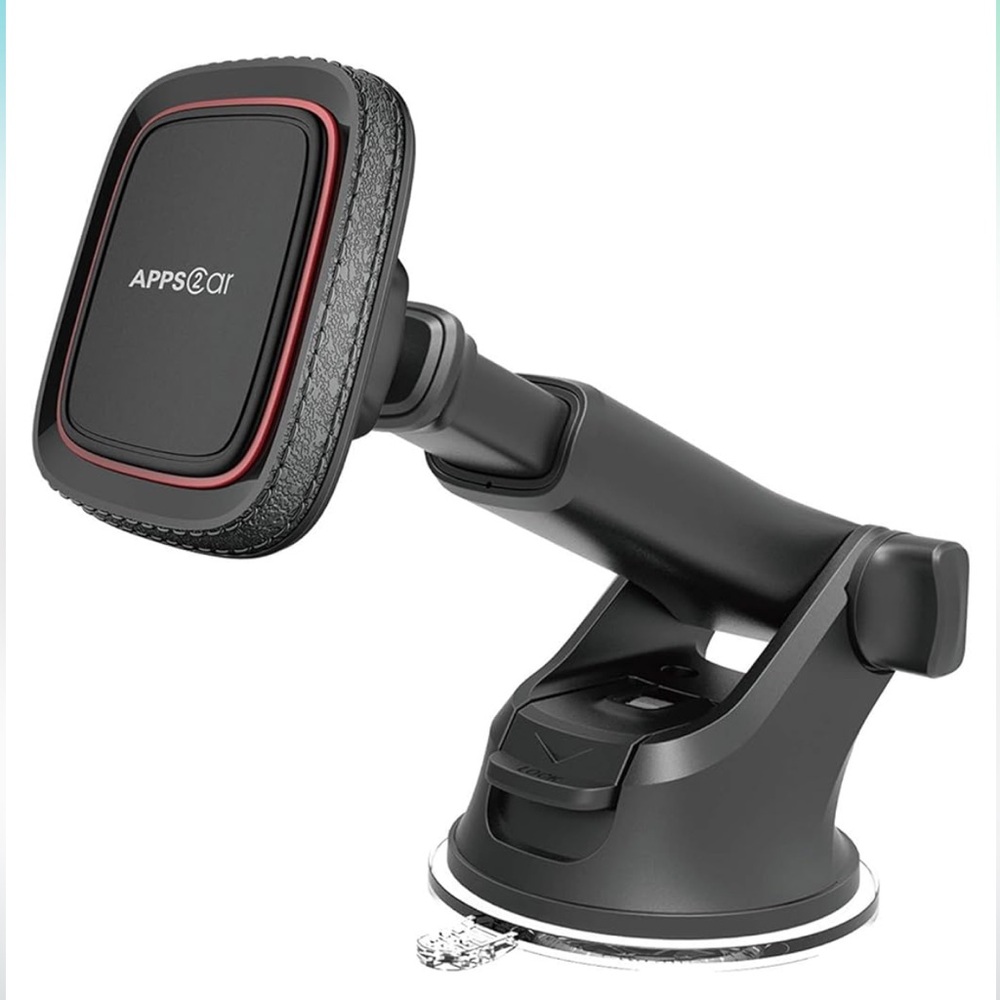 Magnetic Suction Cup Phone Mount Plus for Car (Black) — Apps2Car